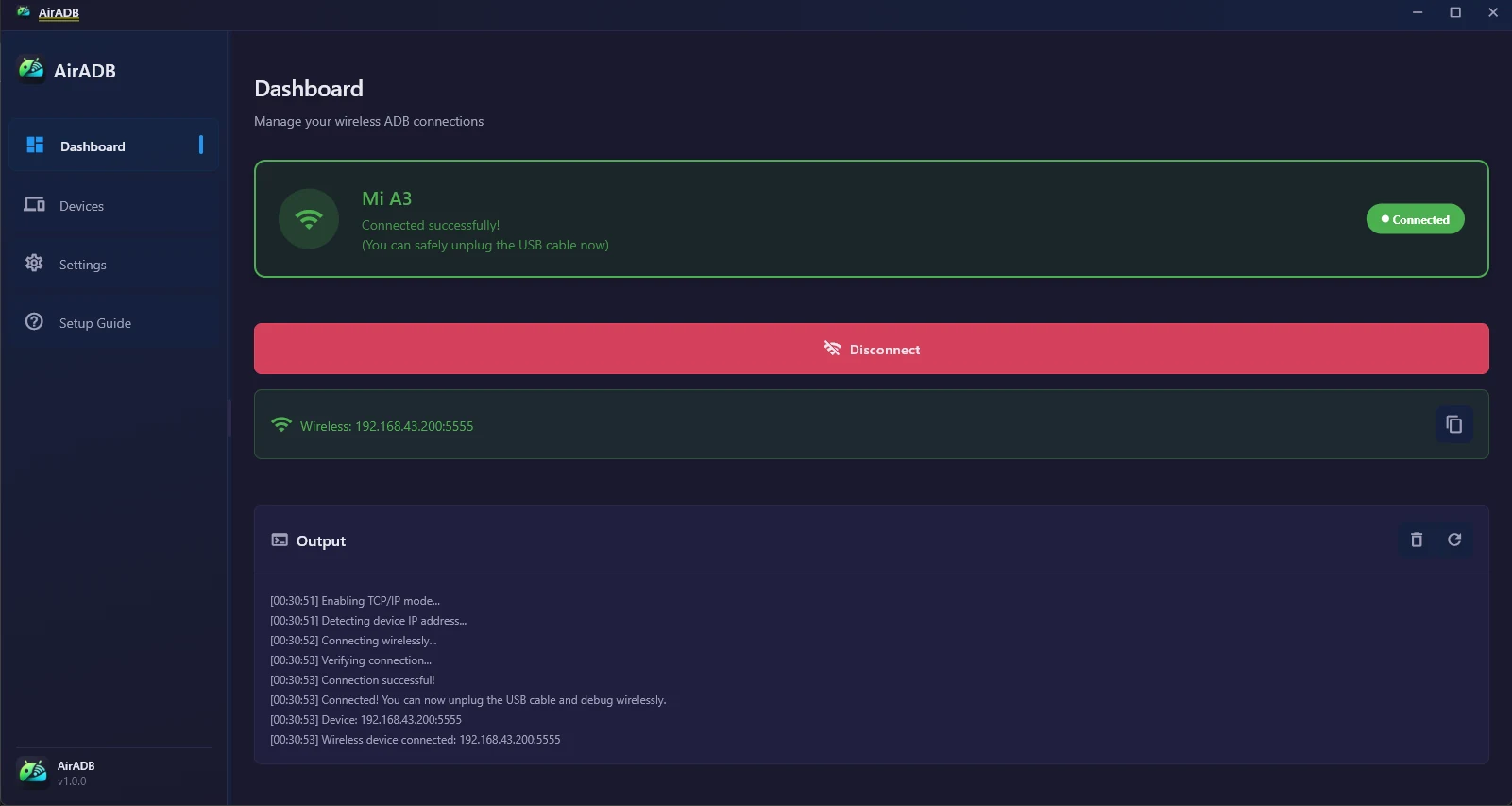 AirADB screen