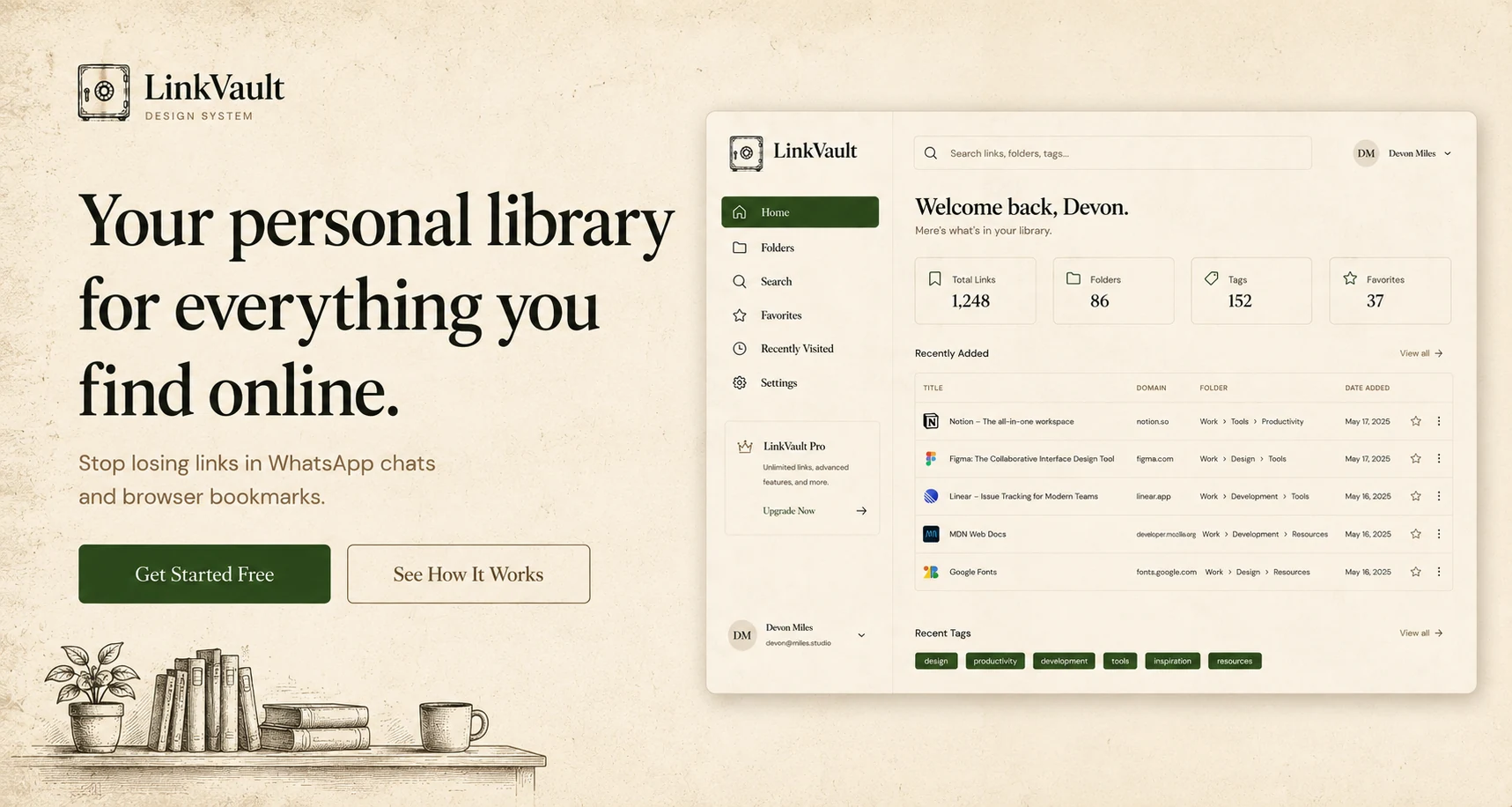 LinkVault screen