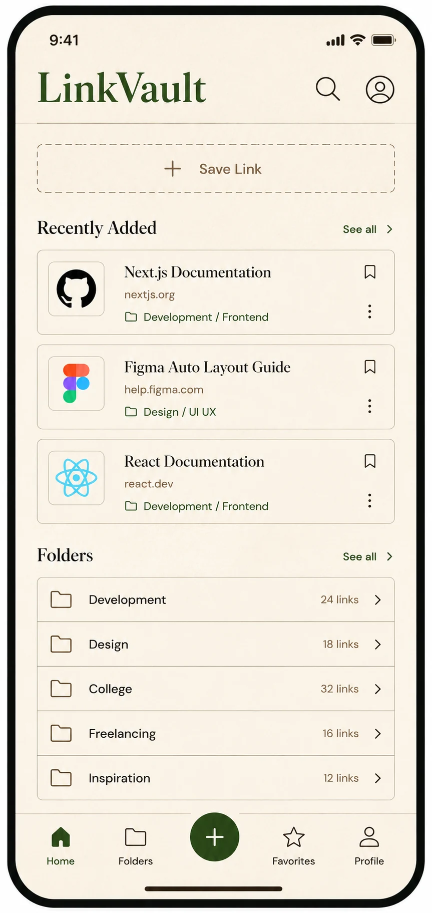 LinkVault screen
