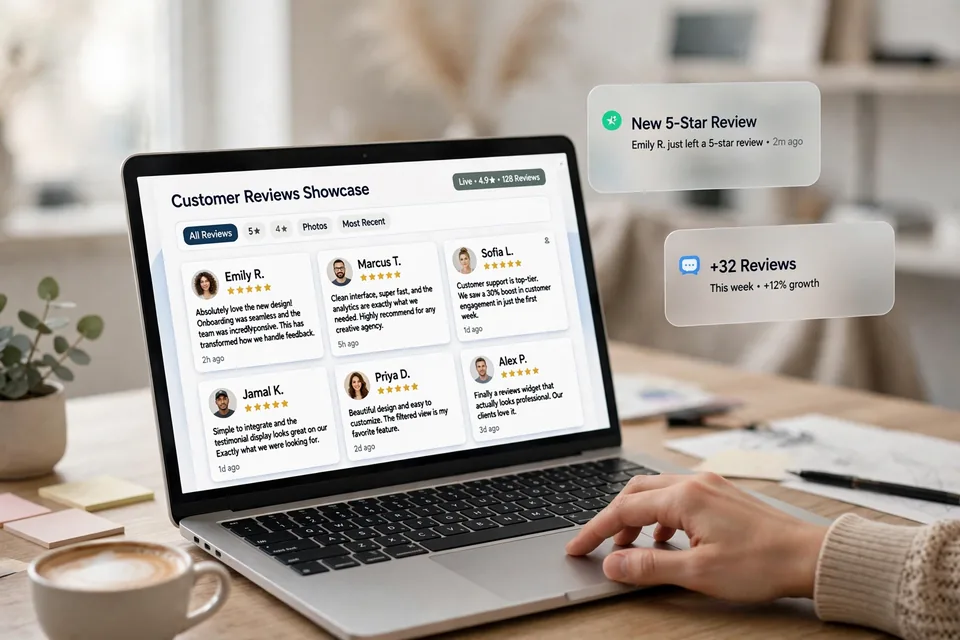 ReviewWall testimonial widget interface